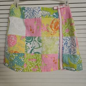 Lilly Pulitzer patchwork skort size: 0, Darling Sea life print